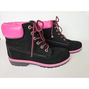 BM Collection Womens Size 6 Black High Top Boots Shoes Suade Pink 90s Y2K Neon